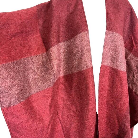 Woolrich Womens Red Fringe Poncho Cape Wide Stripe Open Jacket Cardigan O/S - Picture 5 of 16